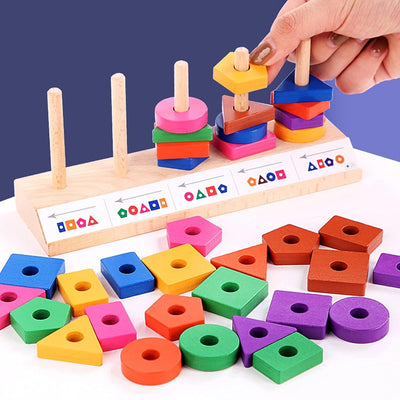5in1 Color & Shape Block Matching Wooden Puzzle - 049
