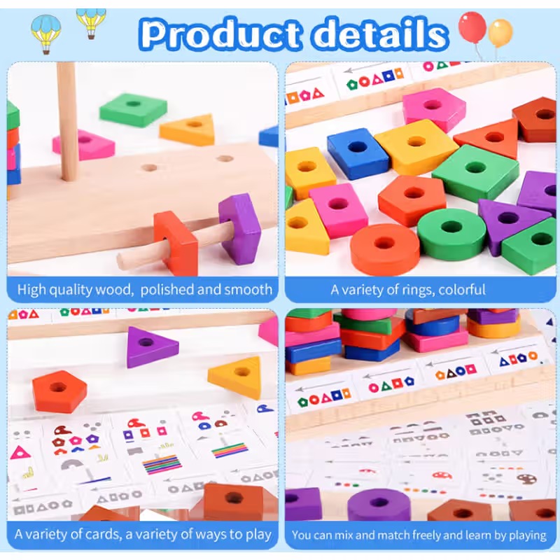 5in1 Color & Shape Block Matching Wooden Puzzle - 049