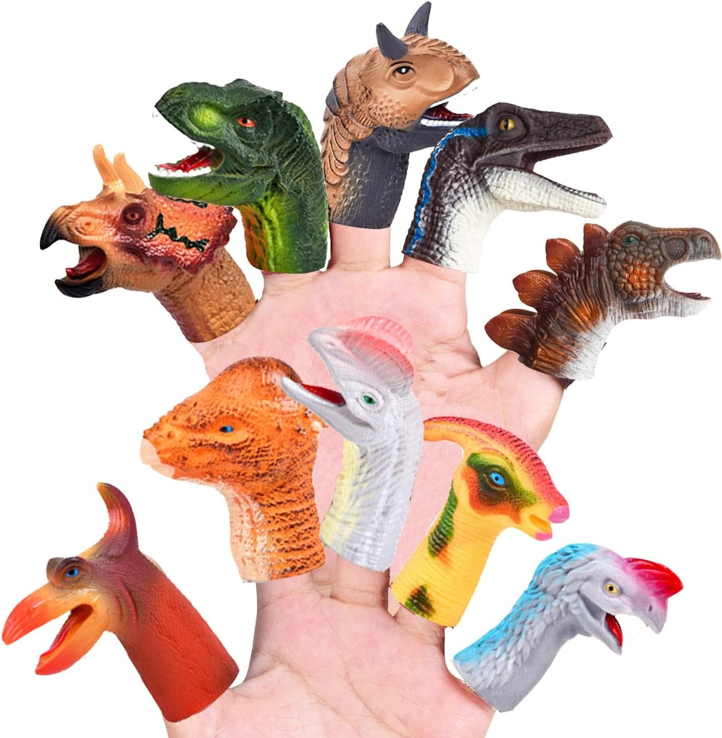 Rubber Dinosaur Finger Puppets - 5 Piece