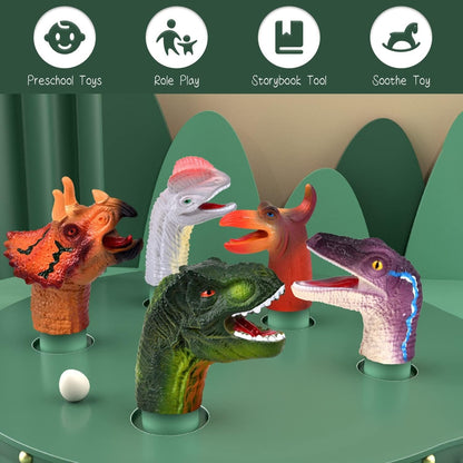 Rubber Dinosaur Finger Puppets - 5 Piece