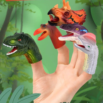 Rubber Dinosaur Finger Puppets - 5 Piece