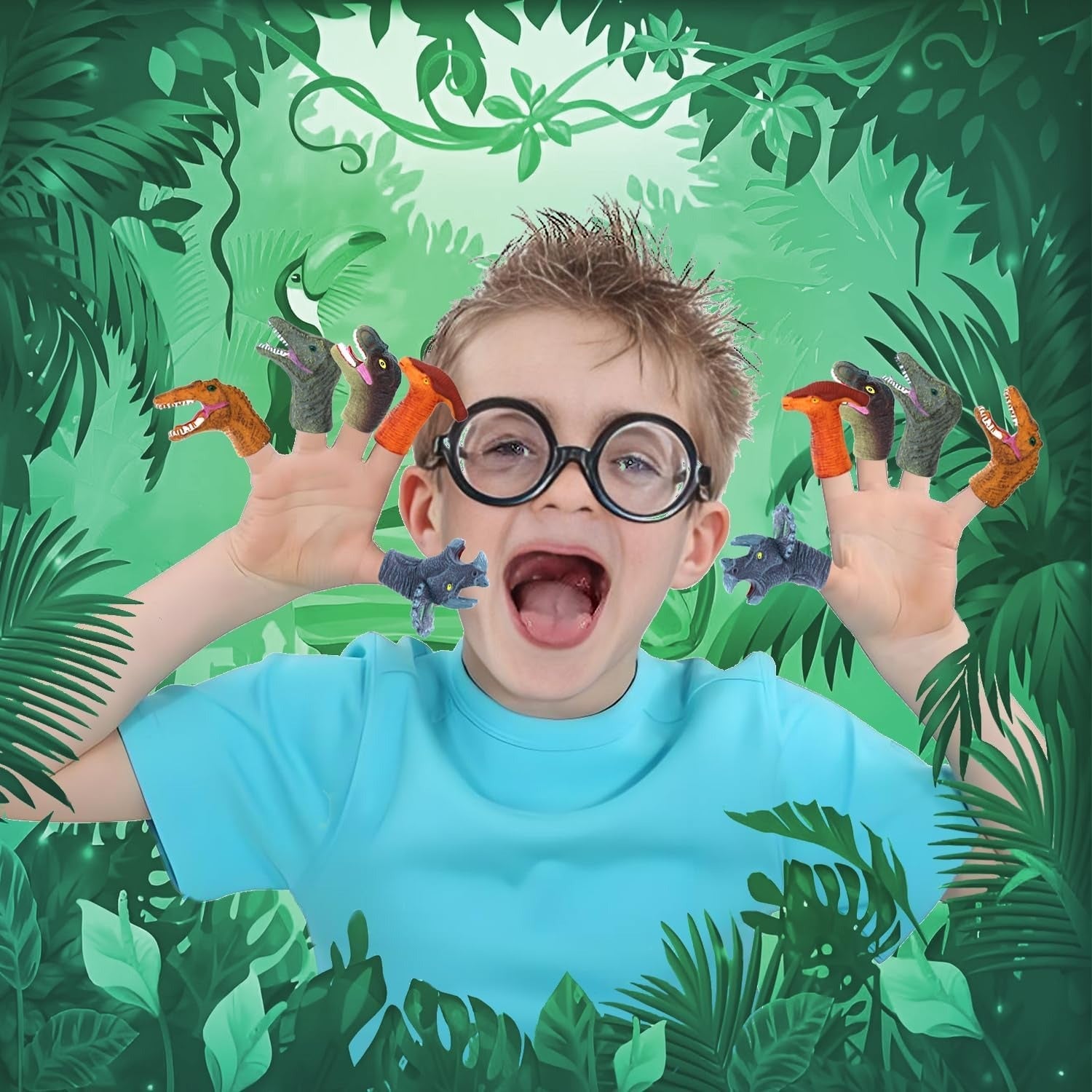 Rubber Dinosaur Finger Puppets - 5 Piece