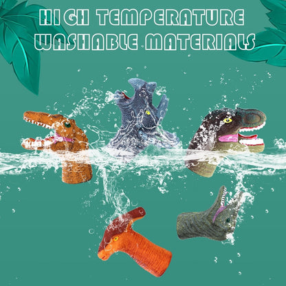 Rubber Dinosaur Finger Puppets - 5 Piece