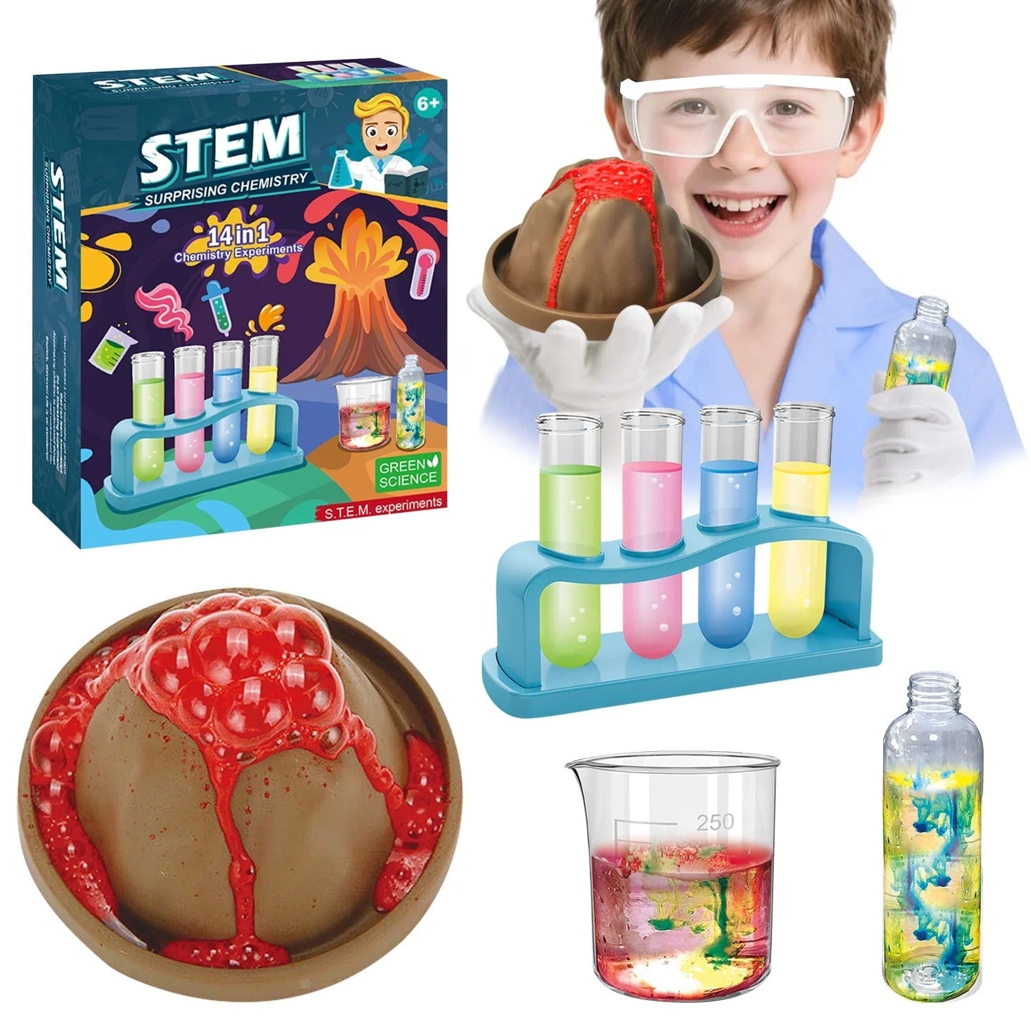 STEM Surprising Chemistry 14in1 Experiment Green Science Kit - 557