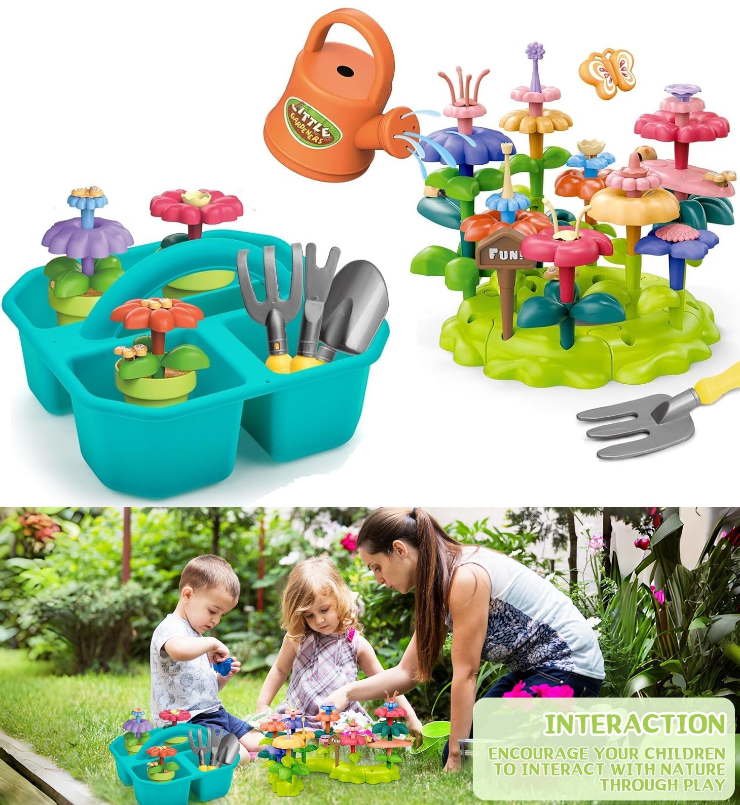Toddler Gardening Kit with Storage Box & Flower Building Set - 425