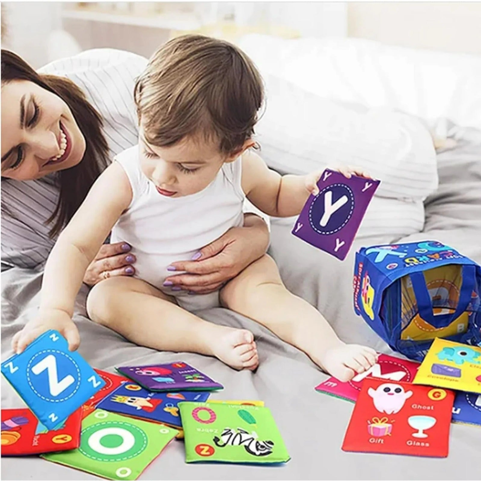 Tarjetas de tela suave del alfabeto para la primera infancia de la A a la Z para el aprendizaje - 978