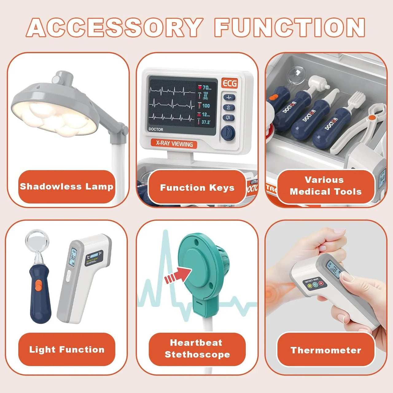 Realistic Medical Trolley Playset for Kids - 091