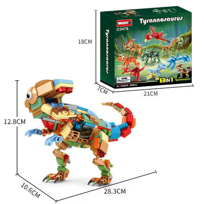 8-in-1 Dinosaur Building Block Set | 604 PCS | LEGO-Compatible Dino Creator Kit