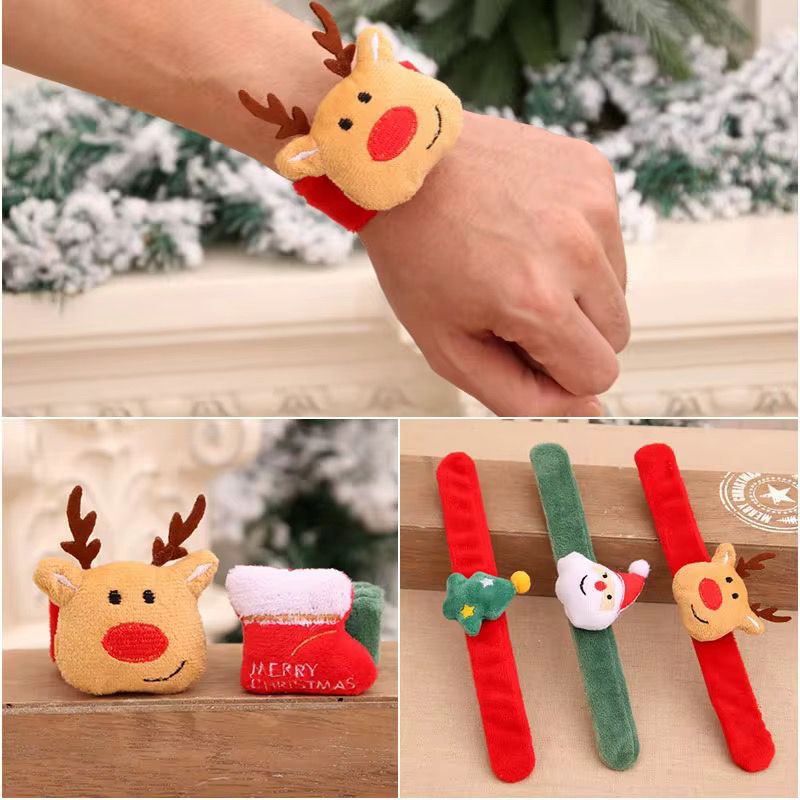 Christmas Plush Slap Bracelet – Random Style (Tree or Reindeer)