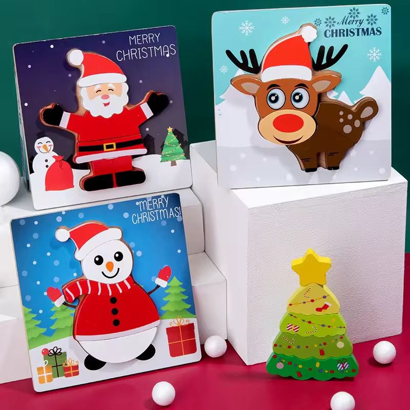 Christmas Wooden Puzzle – Random Style (Santa, Snowman, Tree, or Reindeer)