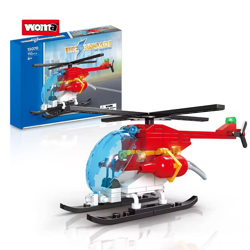 Fire Helicopter Building Block Set | LEGO-Compatible Fire Rescue Series | 115 pcs