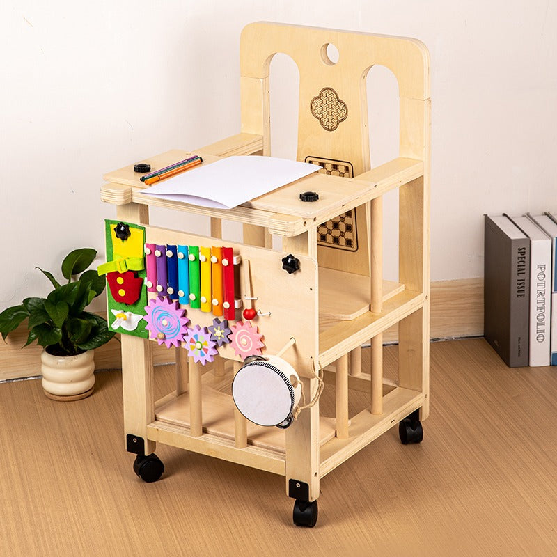 Wooden Multi-Use Baby Growth Chair with Sensory Activity Board (6–36 Months)