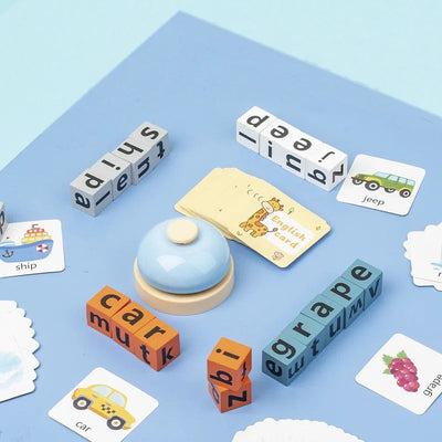 Wooden Spelling Blocks Game with Buzzer 2 to 4 Players - 584