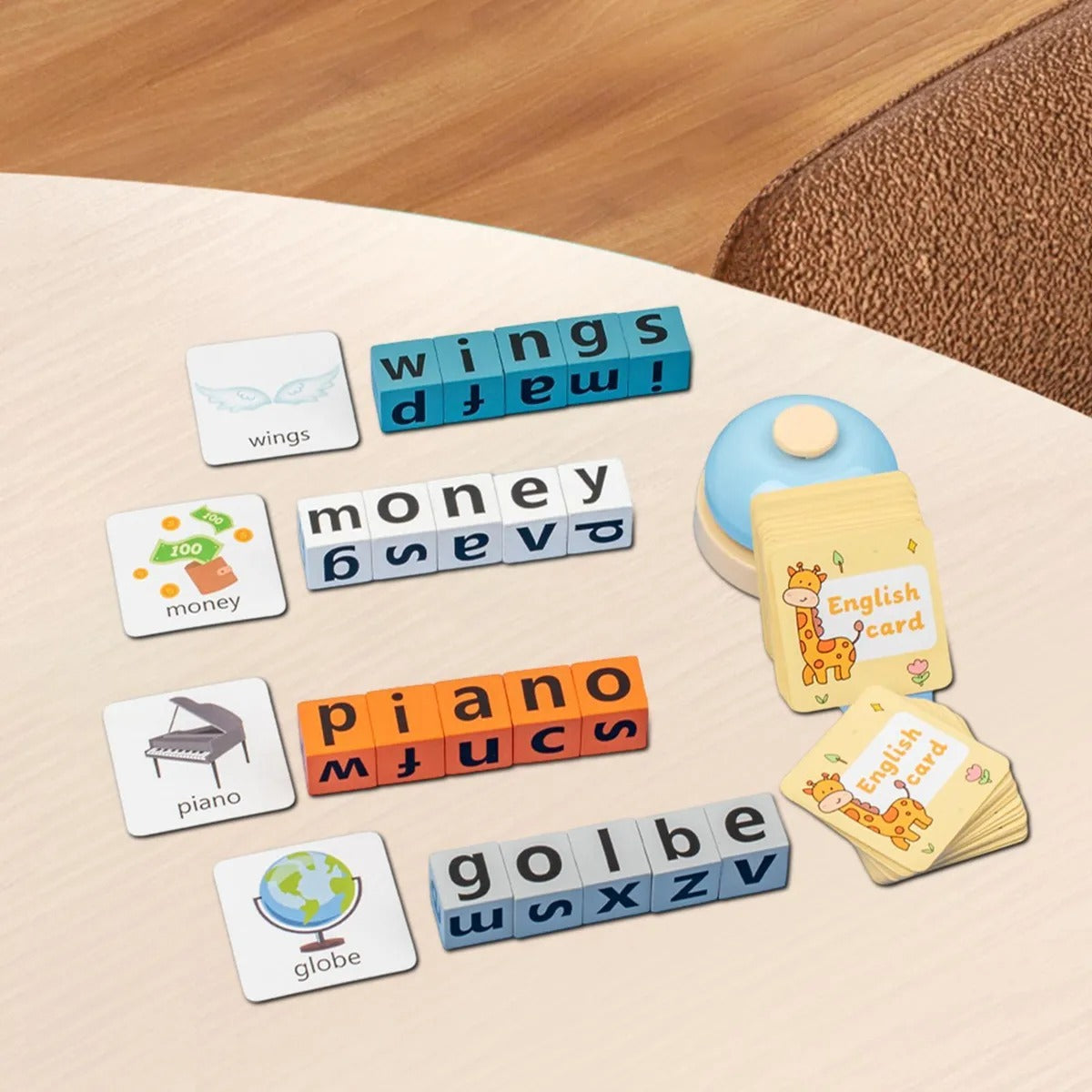 Wooden Spelling Blocks Game with Buzzer 2 to 4 Players - 584