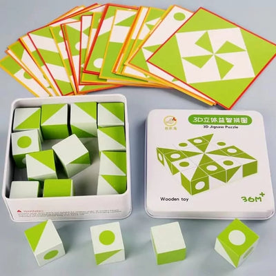 Wooden 3D Montessori Geometry Pattern Blocks