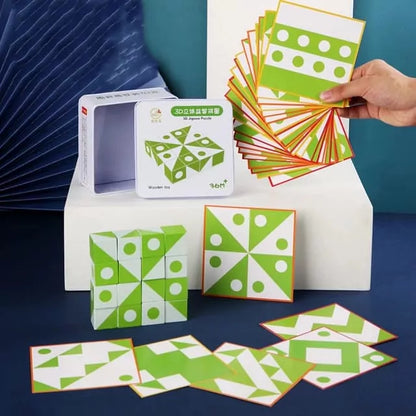 Wooden 3D Montessori Geometry Pattern Blocks