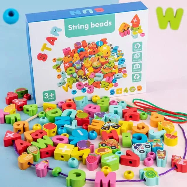 Wooden 3D String Activity Beads
