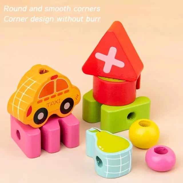 Wooden 3D String Activity Beads