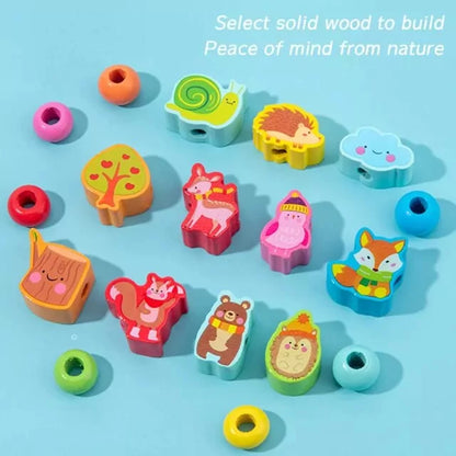 Wooden 3D String Activity Beads