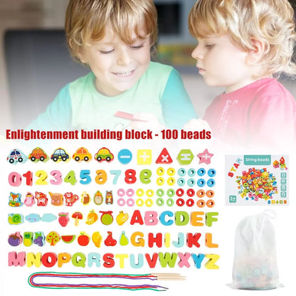 Wooden 3D String Activity Beads