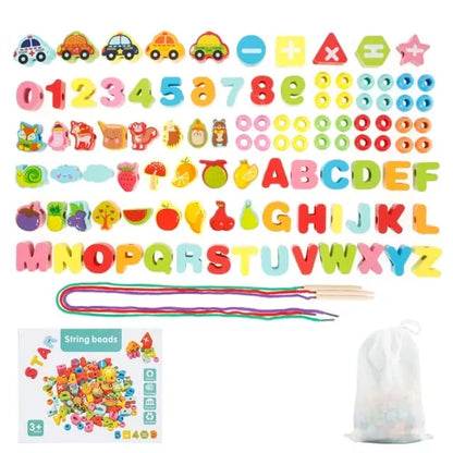 Wooden 3D String Activity Beads