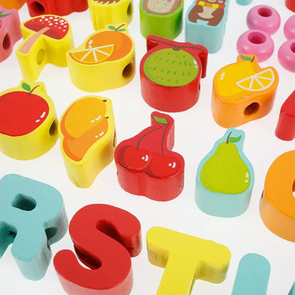 Wooden 3D String Activity Beads