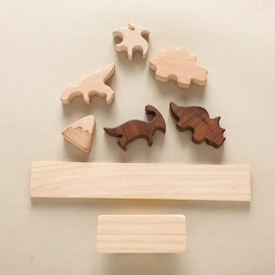 Fidtoy Wooden Animal and Dinosaur Balance Set – Montessori Learning Toy for Kids