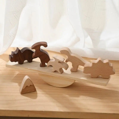 Fidtoy Wooden Animal and Dinosaur Balance Set – Montessori Learning Toy for Kids
