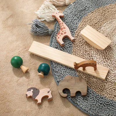 Fidtoy Wooden Animal and Dinosaur Balance Set – Montessori Learning Toy for Kids