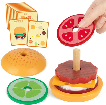 Wooden Burger Stacking - Critical Thinking Game