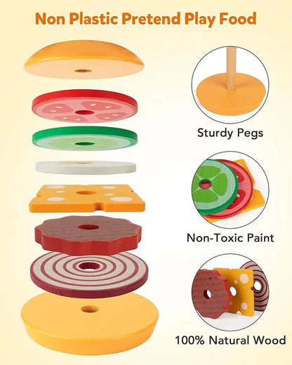 Wooden Burger Stacking - Critical Thinking Game
