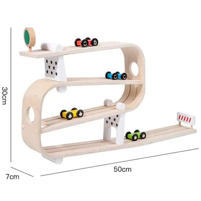 Fidtoy Wooden Car Ramp for Toddlers – Montessori Indoor Racing Toy for Creative Play