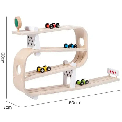 Fidtoy Wooden Car Ramp for Toddlers – Montessori Indoor Racing Toy for Creative Play