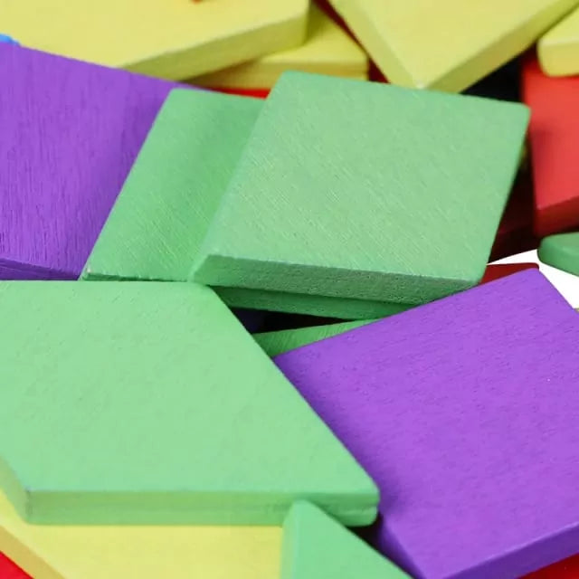 Wooden Colorful Pattern Blocks - 155 pieces