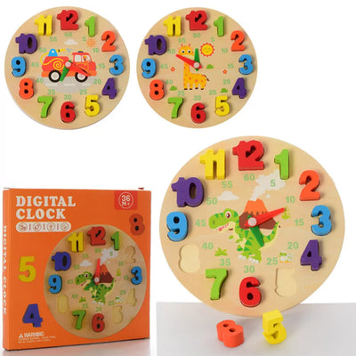 Reloj digital de aprendizaje de madera