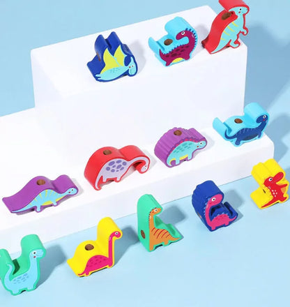 Wooden Dinosaur Balance and Lacing Game - 12 pieces
