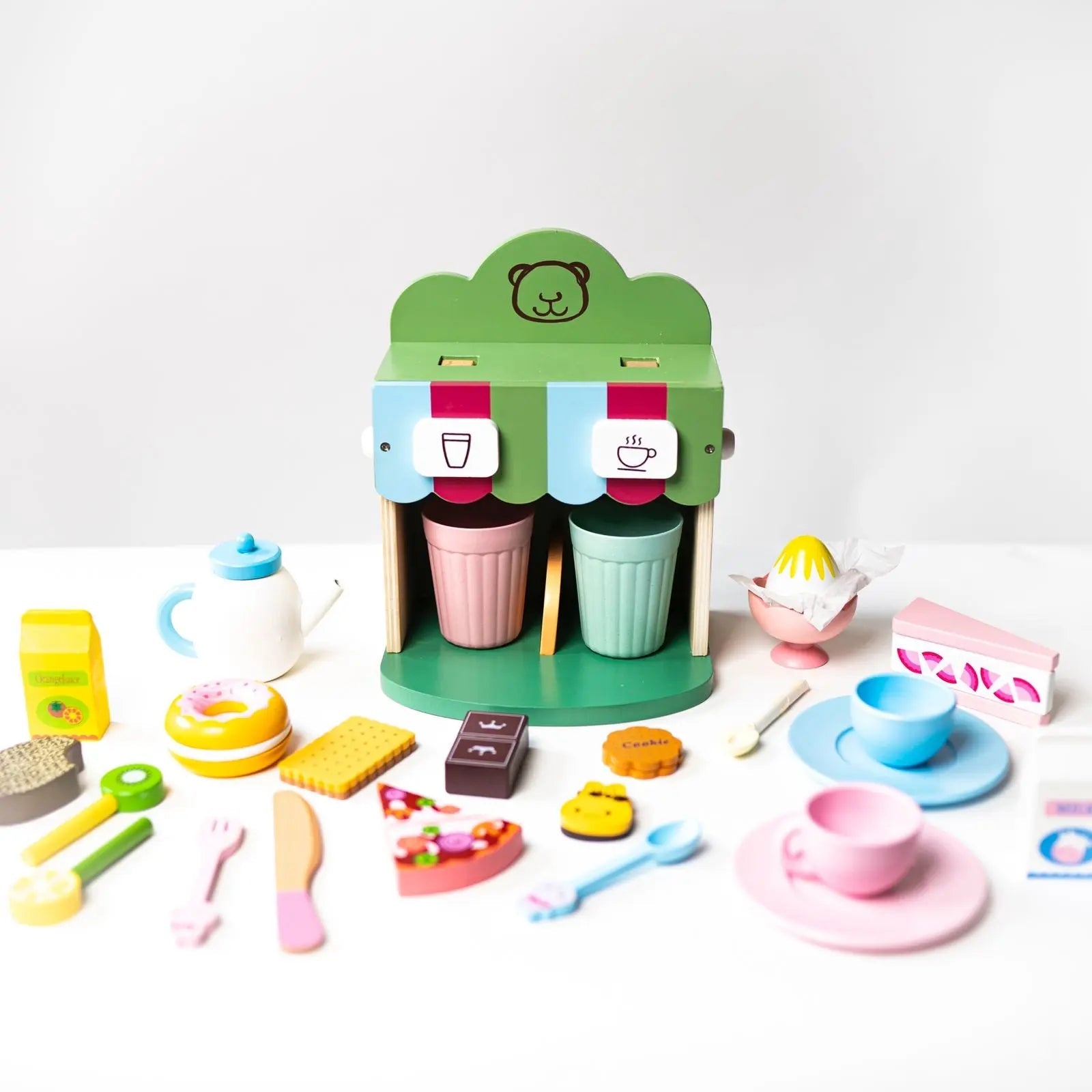 Wooden Expresso Coffee Machine with Food Items