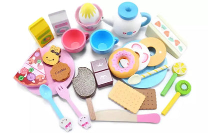 Wooden Expresso Coffee Machine with Food Items