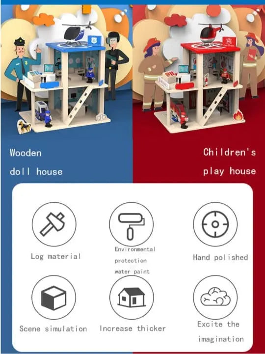 Wooden FireStation - Fire Station Toys