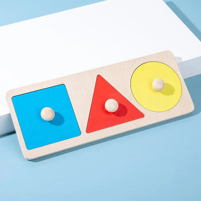 Fidtoy Casse-tête d'apprentissage des formes géométriques – Jouet éducatif Montessori en bois pour tout-petits