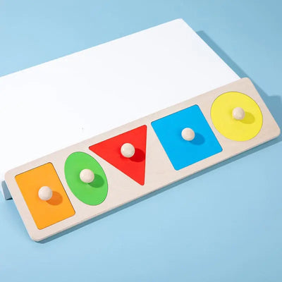 Fidtoy Casse-tête d'apprentissage des formes géométriques – Jouet éducatif Montessori en bois pour tout-petits
