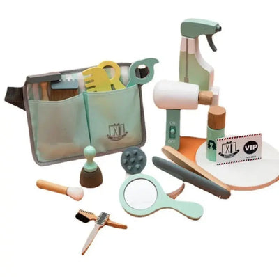 Kit de jeu d'imitation en bois pour salon de coiffure