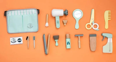 Kit de jeu d'imitation en bois pour salon de coiffure