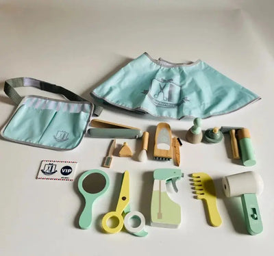 Kit de jeu d'imitation en bois pour salon de coiffure