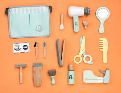 Kit de jeu d'imitation en bois pour salon de coiffure