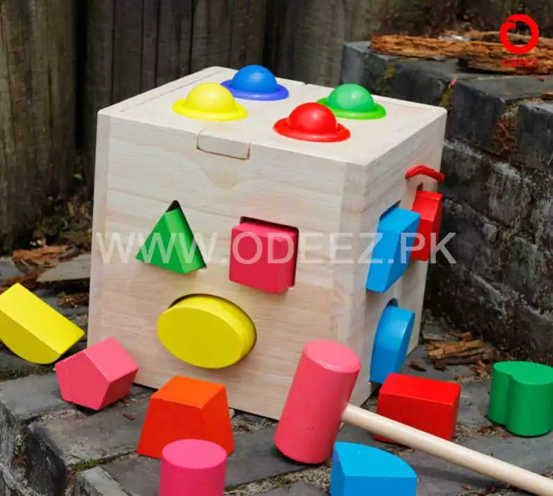 Wooden Hammering and Shape Sorting Box