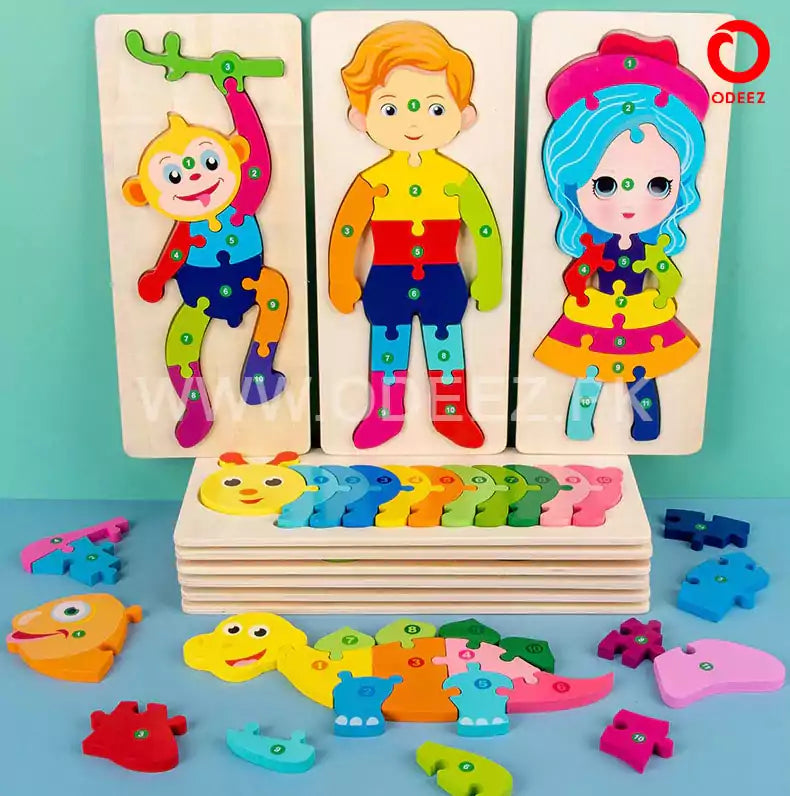 Wooden Number Learning Jigsaw Puzzle - Random Character