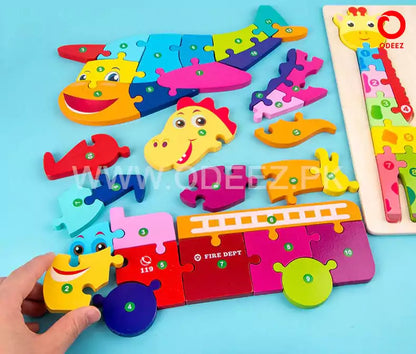 Wooden Number Learning Jigsaw Puzzle - Random Character