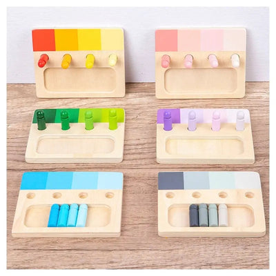 Fidtoy Wooden Pawn Game – Montessori Shapes and Colors Learning Toy for Toddlers