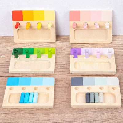 Fidtoy Wooden Pawn Game – Montessori Shapes and Colors Learning Toy for Toddlers